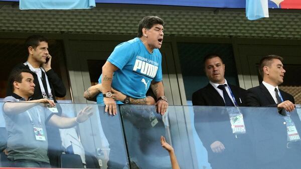 Soccer Football – World Cup – Group D – Nigeria vs Argentina – Saint Petersburg Stadium, Saint Petersburg, Russia – June 26, 2018 Diego Maradona in the stands REUTERS/Sergio Perez