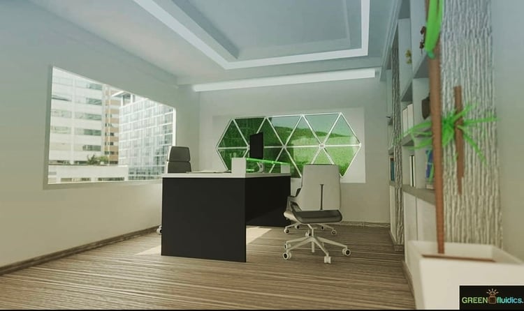 Biopaneles triangulares de microalgas (Foto: Instagram Greenfluidics)