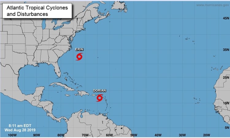 Los expertos reconocen que pronosticar la intensidad con la que arribará Dorian a Florida es más difícil de lo habitual (Foto: Centro Nacional de Huracanes EEUU)