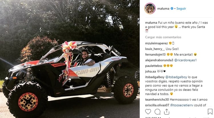 El cantante presumió el auto que le trajo Santa Claus (Foto: Instagram)