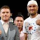 (FILES) In this file photo taken on October 30, 2019 boxer Canelo Alvarez (L) and WBO light heavyweight champion Sergey Kovalev pose during a news conference at the KA Theatre at MGM Grand Hotel & Casino in Las Vegas, Nevada. - Canelo Alvarez bids to add another chapter to his legacy on November 2, 2019 when he steps up two divisions to face WBO light-heavyweight champion Sergey 