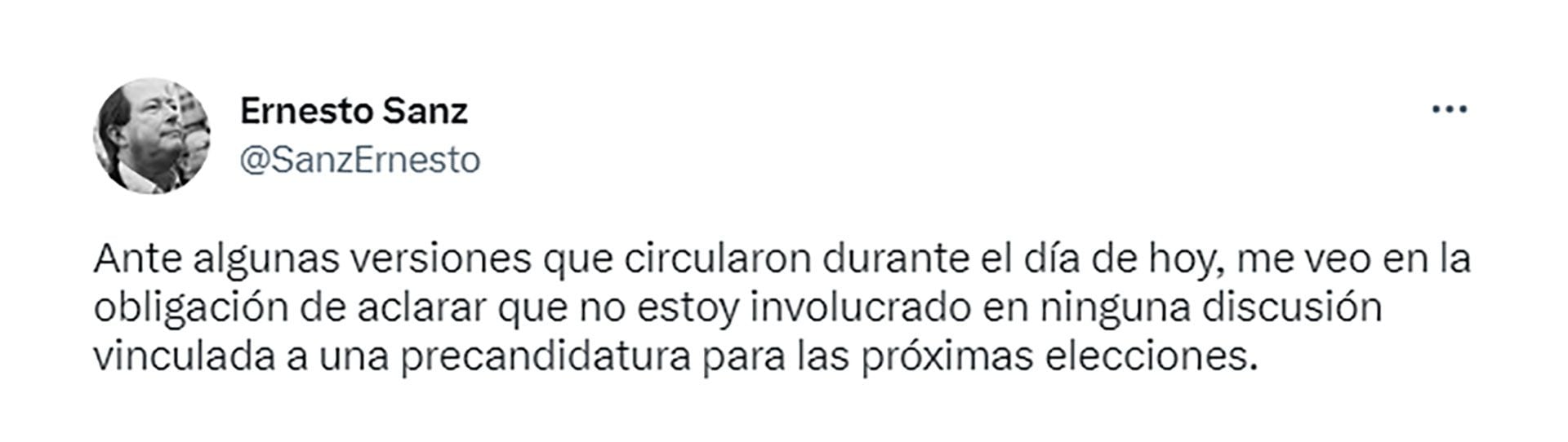 El día que Ernesto Sanz desmintió su candidatura a vicepresidente de Patricia Bullrich