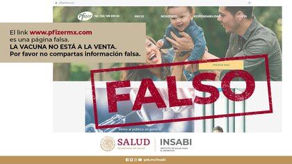 falsa venta de Vacuna de Pfizer en México (Foto: Twitter@iINSABI_mx)