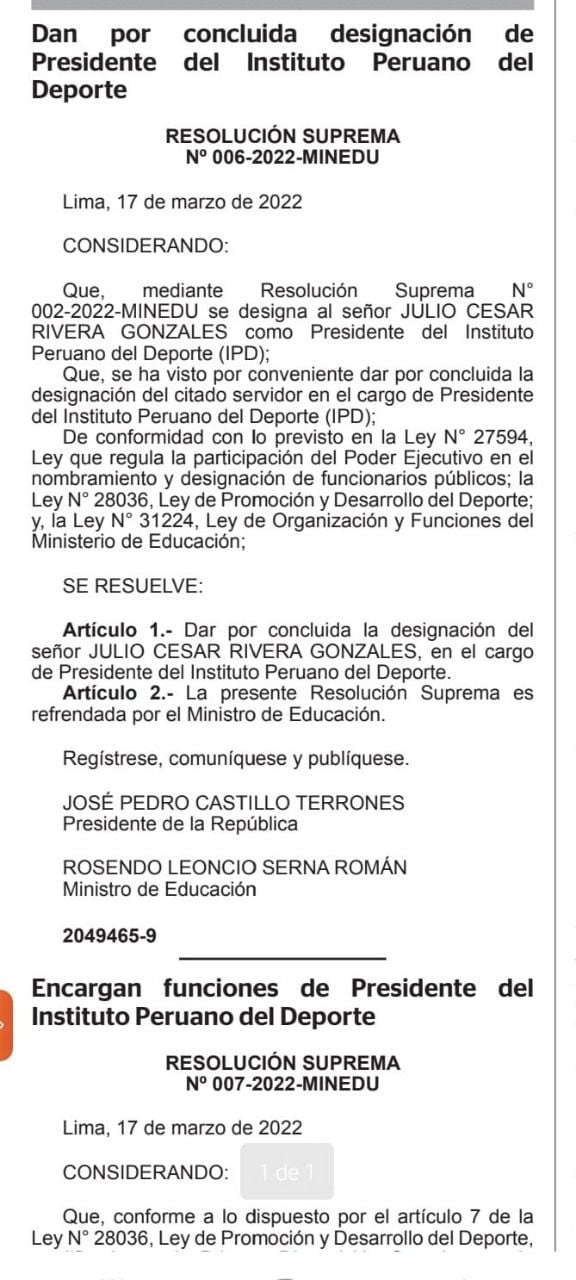 Abweisung von Julio Rivera.