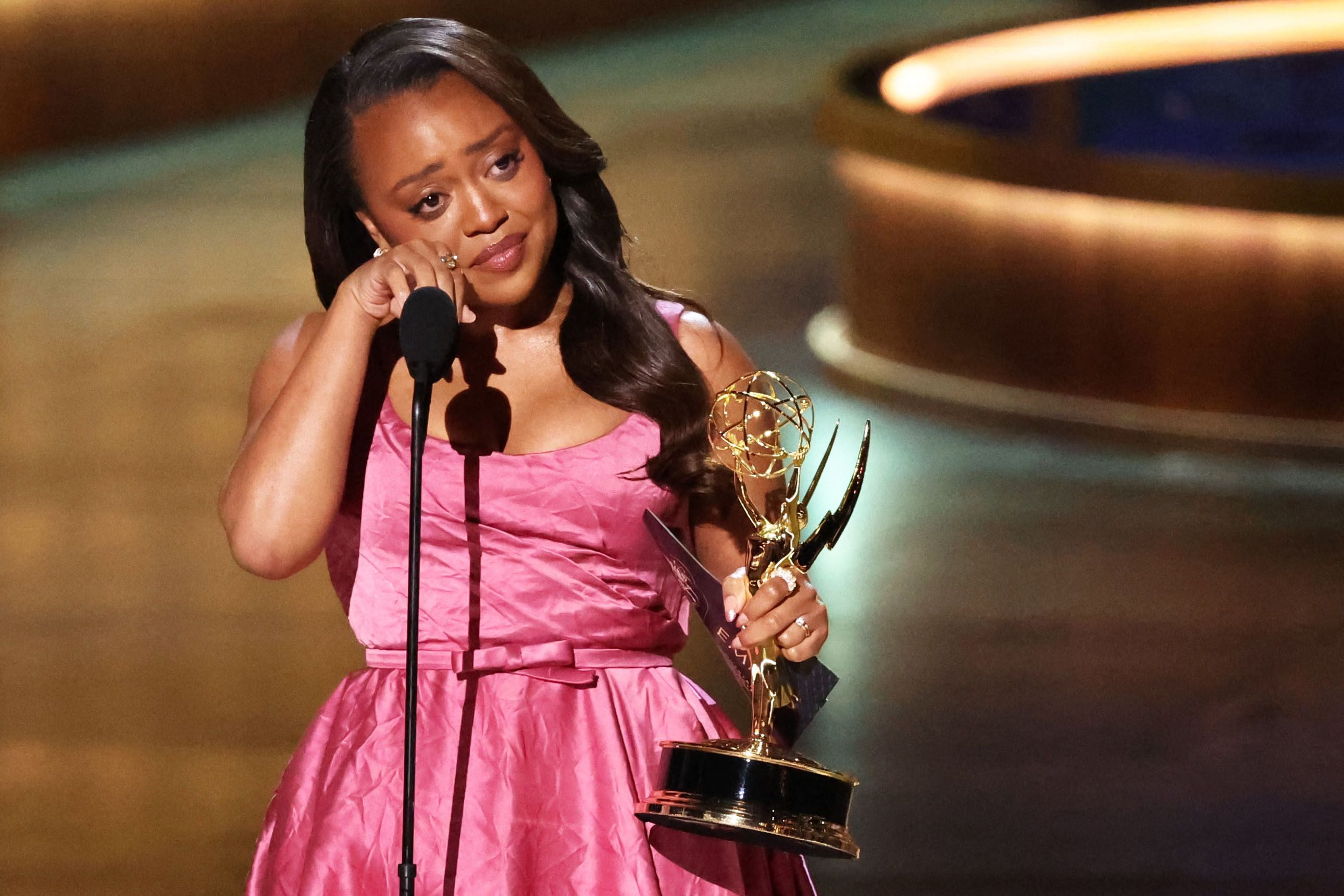 Quinta Brunson from Abbott Elementary wins the award for Lead Actress in a Comedy Series the 75th Primetime Emmy Awards in Los Angeles, California, U.S. January 15, 2024. REUTERS/Mario Anzuoni