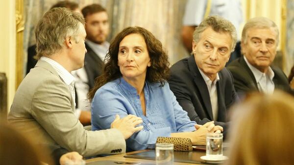 Mauricio Macri junto a Gabriela Michetti, Oscar Aguad y Fernando De Andreis