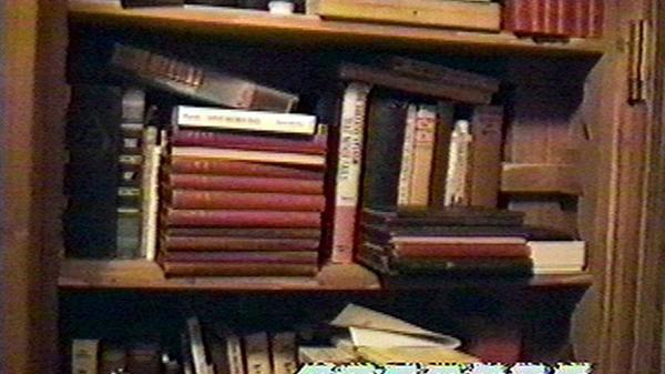 Libros, algunos de los cuales contienen material perturbador para menores, dentro del cuarto secreto