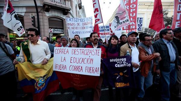Organizaciones sindicales, movimientos indígenas y sociales de Ecuador realizaron una protesta nacional a mediados de marzo