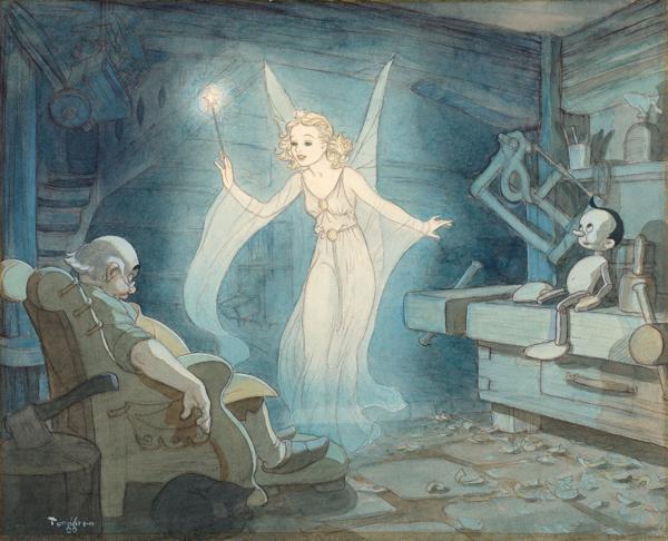 Ilustración del hada azul por Gustaf Tenggren (1940) (Cortesia Archivos de Walt Disney)