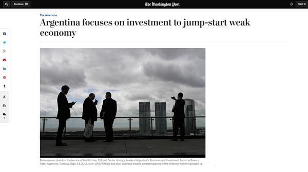 Para The Washington Post, “Argentina se centra en las inversiones para poner en marcha la economía”