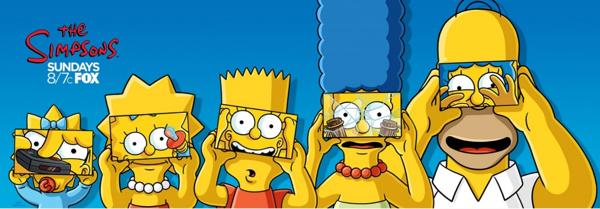 La familia Simpsons con los Google Cardboard (Crédito: Knoxlab)