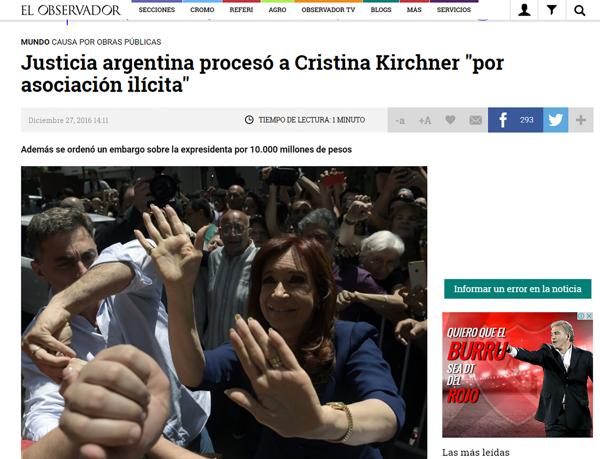 En Uruguay, El Observador se hizo eco de las noticias en Buenos Aires