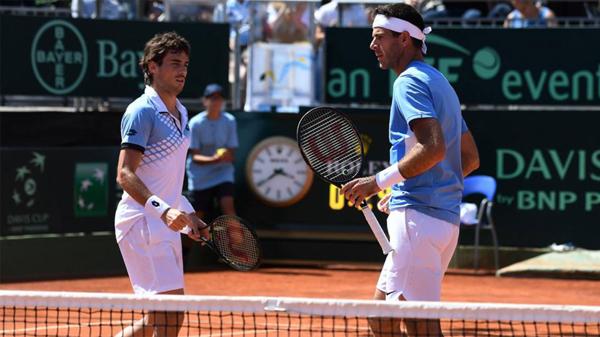 Guido Pella y Juan Martín del Potro pusieron a la Argentina en ventaja 2-1 (Twitter Copa Davis)