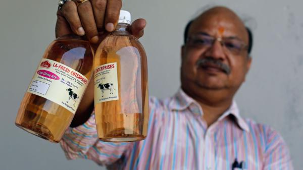 Vikash Chandra Gupta sostiene el producto terminado que es furor en India (Bloomberg)