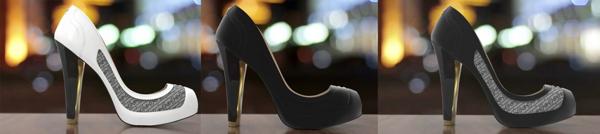 Stilettos capaces de transformarse de blanco a negro y luego con detalles gris