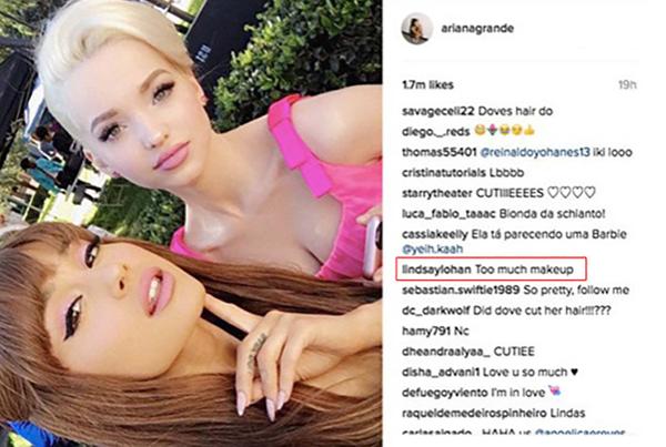 El comentario de Lindsay Lohan a Ariana Grande: “Demasiado maquillaje”