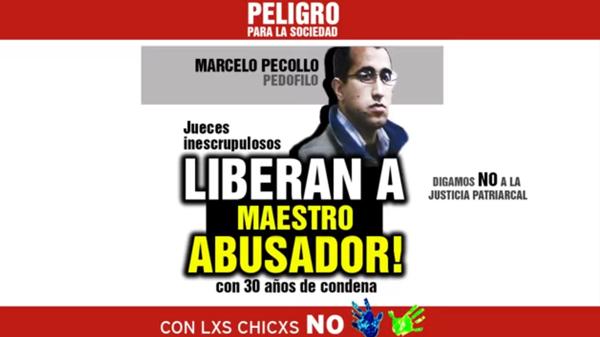 Escrache online a Peccolo, con el mismo slogan que usaban sus agresores en la Catedral de Morón.