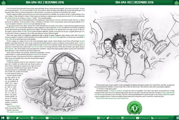En las ilustraciones del cuento aparecen los jugadores del Chapecoense en el cielo y con la Copa Sudamericana