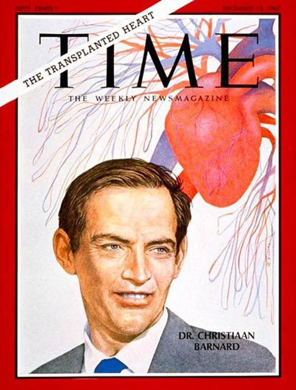 En 1967 el médico Barnard fue tapa de Time a una semana de haber realizado el primer trasplante de corazón en humanos.