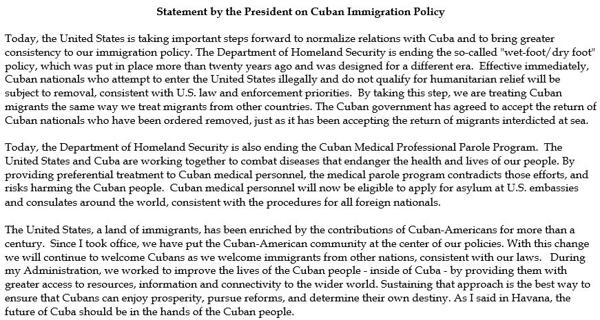 El comunicado de Barack Obama que difundió la Casa Blanca