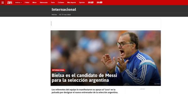 La noticia del diario español As, que rápidamente se hizo eco en los portales del mundo