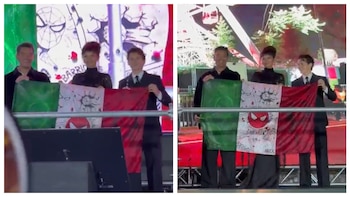 Zendaya y Tom Holland muestran bandera de México intervenida con logos de Spider-Man en evento de CDMX: ¿los multarán?