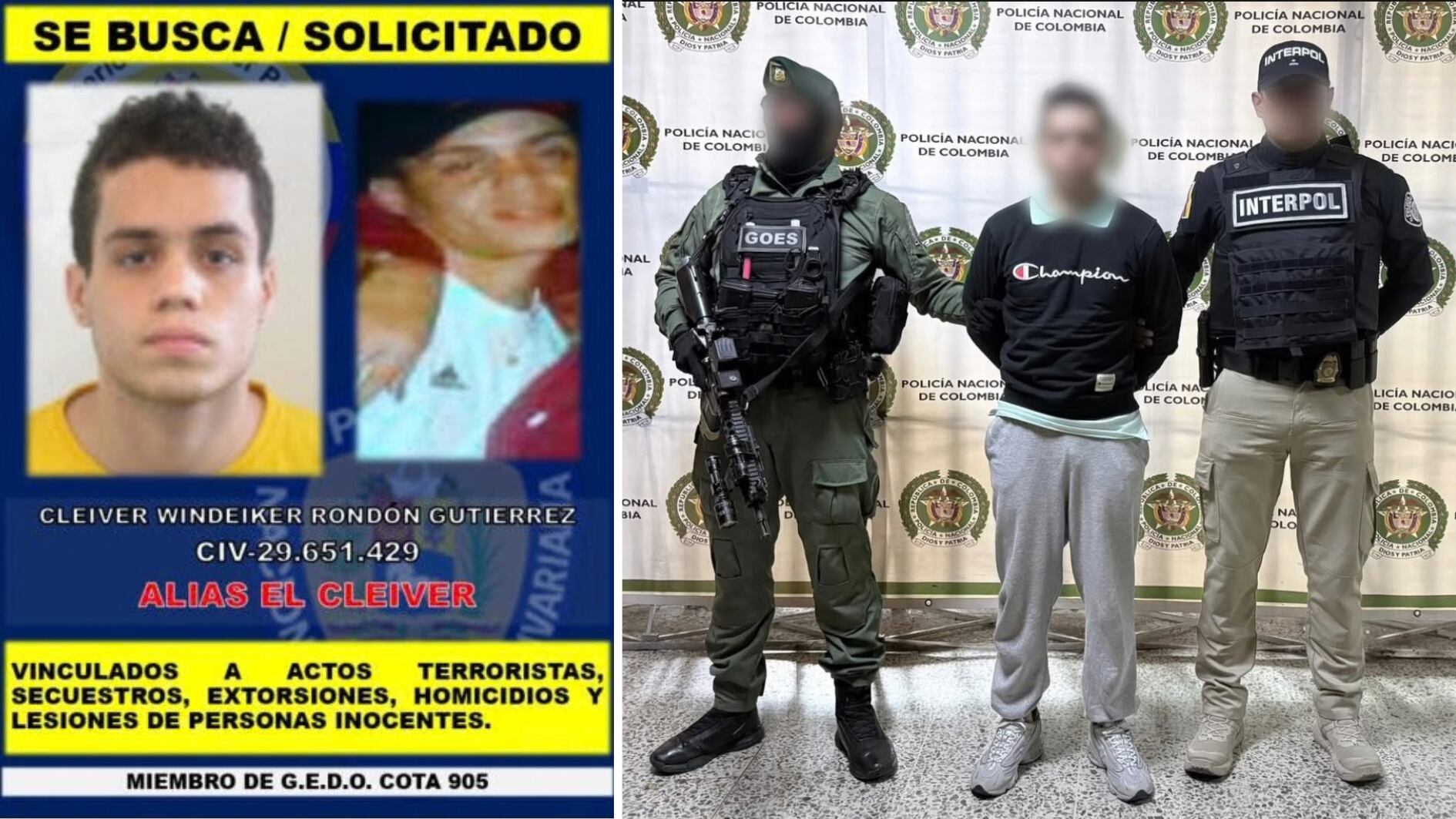Cayó en Medellín cabecilla venezolano de la red criminal Cota 905, que ofrece sus servicios al Tren de Aragua: tenía circular roja de Interpol