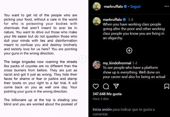 Mark Ruffalo condenó la militarización