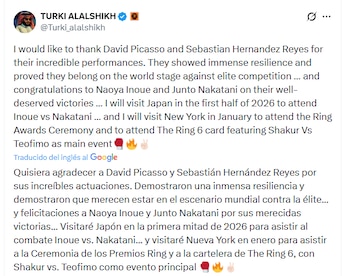 Turki Al-Sheikh reconoció el desempeño