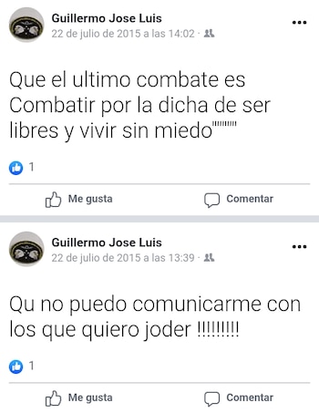 Los posteos del criminal en Facebook