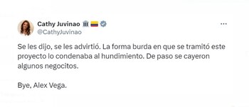 Catherine Juvinao expresó su satisfacción