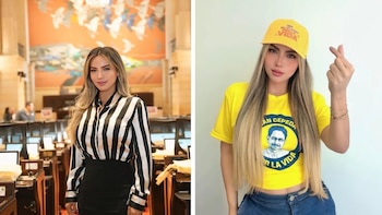 Elizabeth Cristina Ortiz Peña, quien ha tenido contratos con distintas entidades del Estado, durante un evento público en el que fue mencionada por el entonces ministro de Salud, Guillermo Alfonso Jaramillo - crédito Elizabeth Ortiz/Instagram