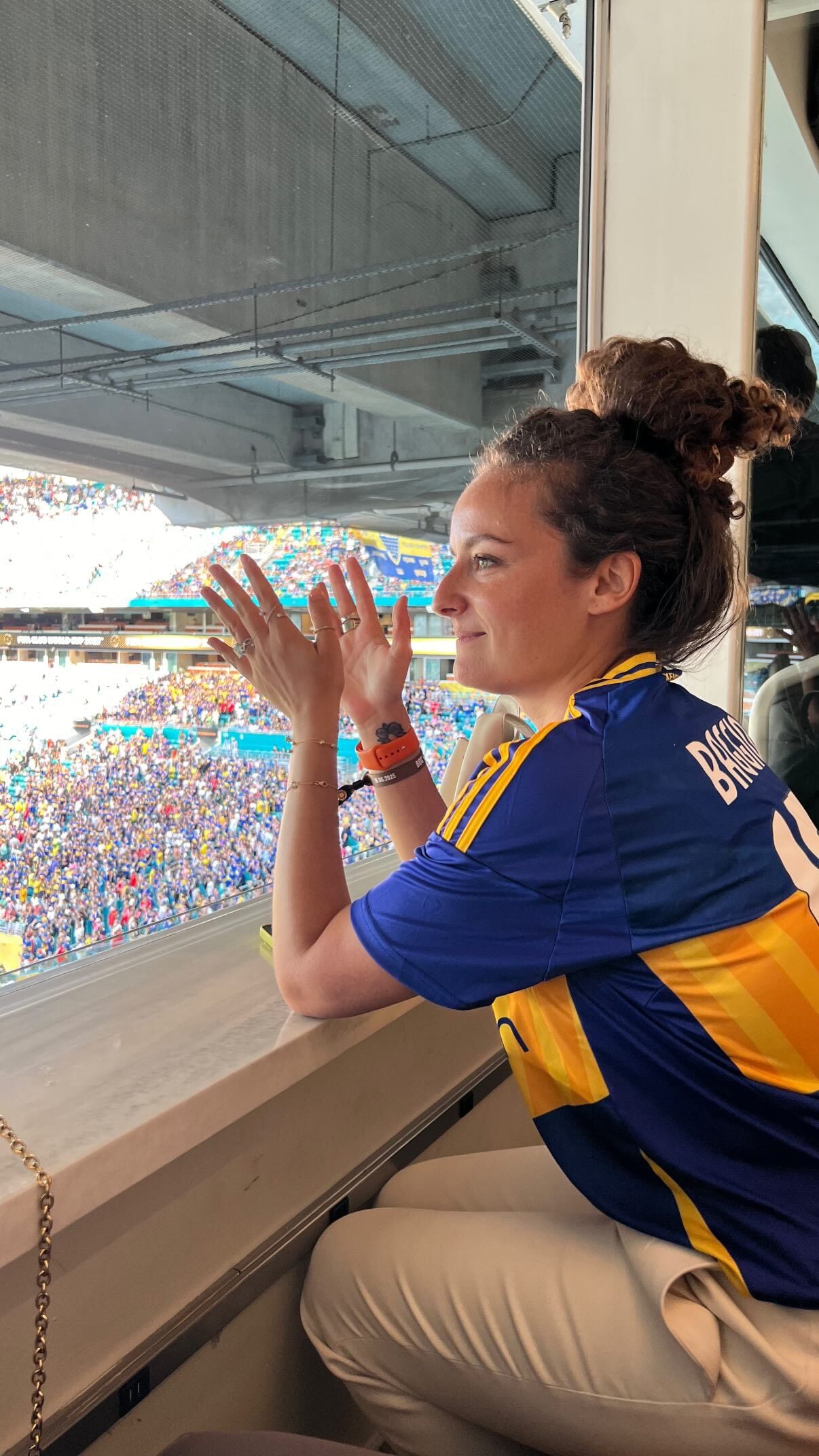 Su lugar en el palco del Hard Rock Stadium