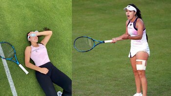 María Camila Osorio ya entrena en Nottingham para su primera presentación ante Maria Sakkari. Imagen: original tomada de @_camilaosorio_ y Getty Images.