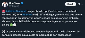 Atlético Nacional no ejecutaría opción