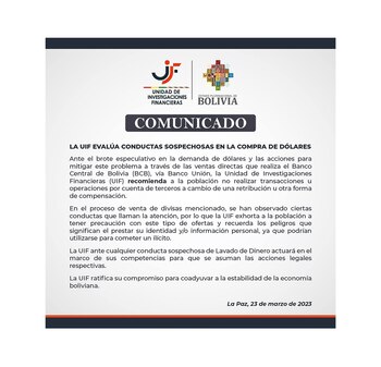 El comunicado de la Unidad