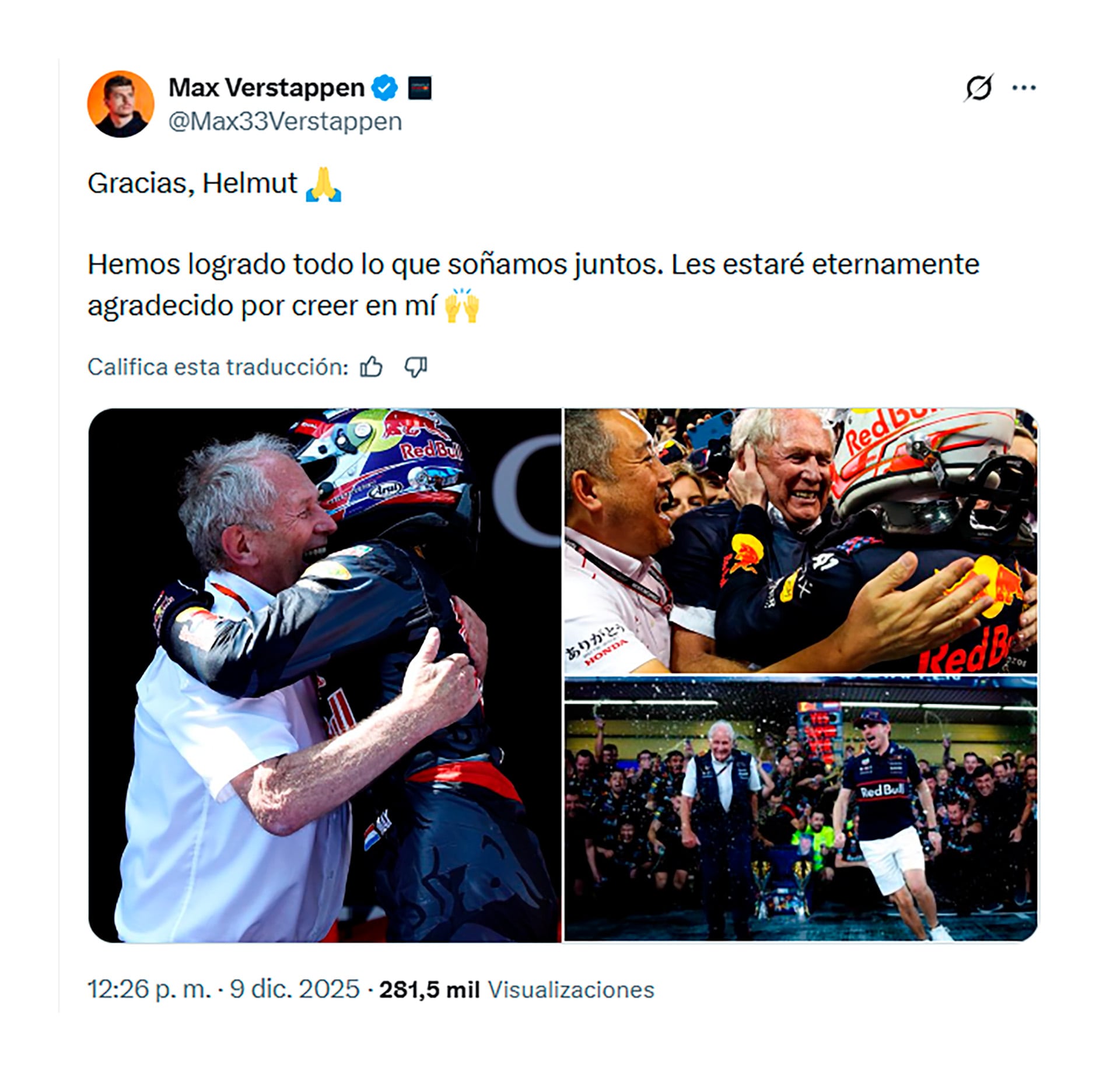 El mensaje de Max Verstappen