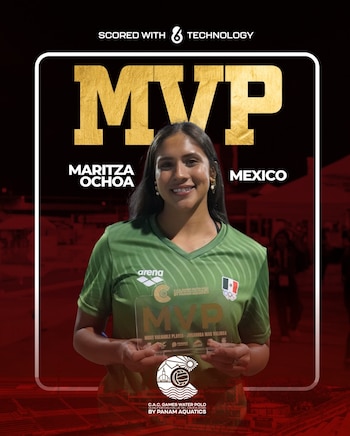 Maritza Ochoa fue reconocida como la Jugadora Más Valiosa del torneo por su liderazgo y aporte ofensivo decisivo en cada partido. (Facebook/ PanAm Aquatics)