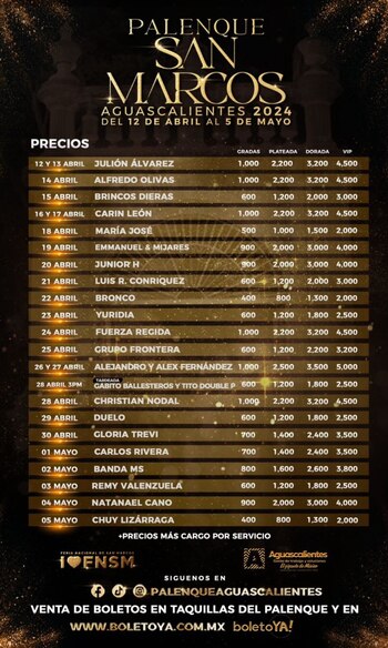 Los boletos más costosos son