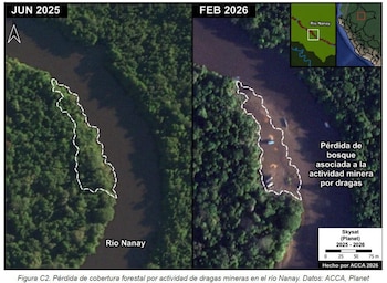 La minería ilegal de oro acelera la expansión de dragas en Loreto entre 2025 y 2026
