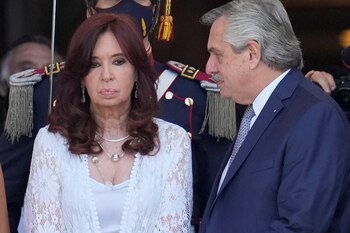 Argentina's President Alberto Fernandez looks