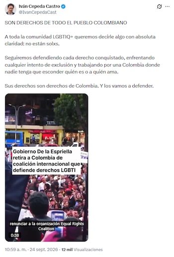 El excandidato presidencial y senador del Pacto Histórico reiteró su compromiso de transformar la sociedad que produce la exclusión - crédito @IvanCepedaCast/X