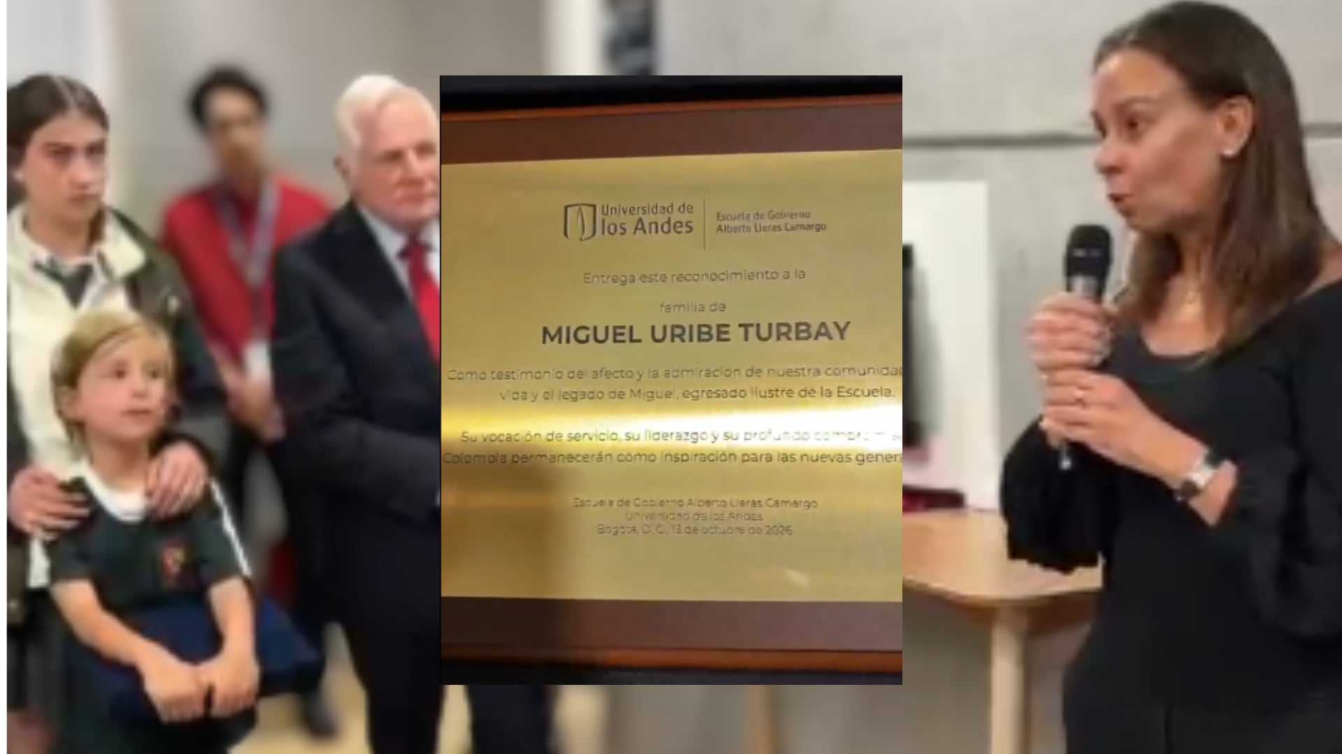 Esta es la placa honorífica en favor de Miguel Uribe Turbay - crédito canptrau de video suministrado a Infoabe Colombia