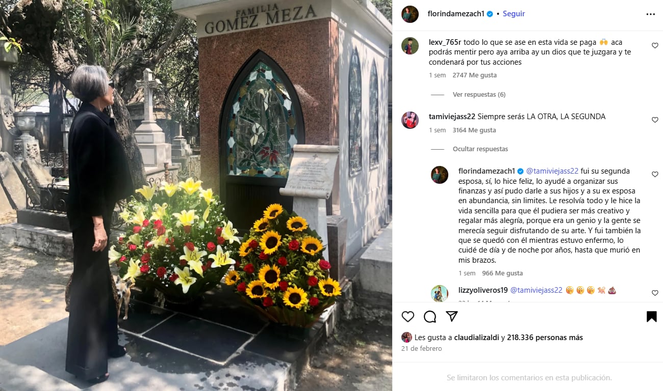 Florinda Meza limitó los comentarios en sus redes sociales, pero también ha respondido a los señalamientos que hacen algunos usuarios. (Foto: @florindamezache1, Instagram)