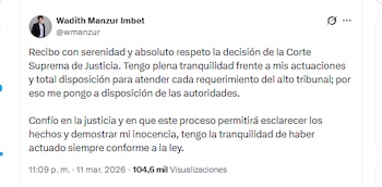 Wadith Manzur Imbet aseguró que