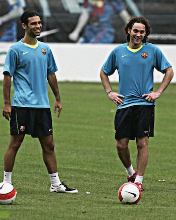 Márquez y Milito compartieron vestidor en el FC Barcelona de 2007 a 2010, ganando el histórico triplete de la temporada 2008-09. (Foto: X/ @fificornio)