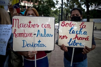 Protesta de docentes en Caracas