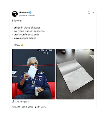 El papel en blanco que llevó Briatore