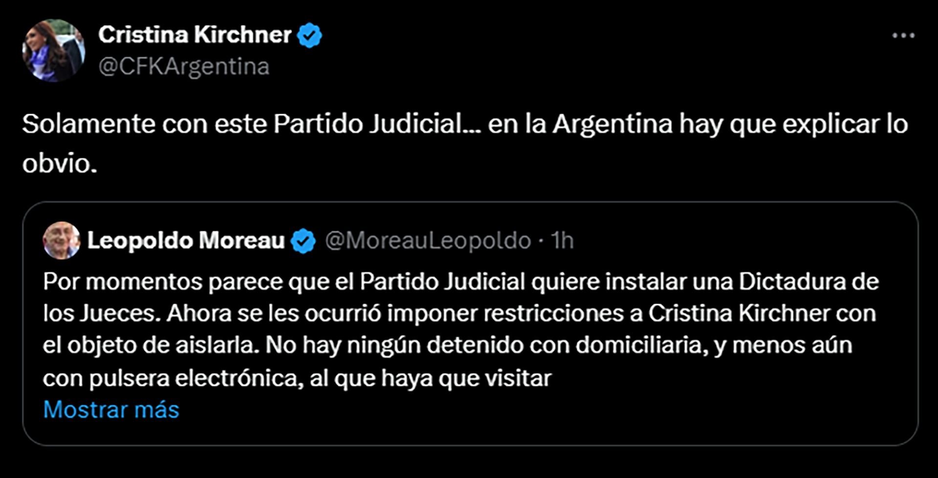 El mensaje de Cristina Kirchner contra las restricciones a las visitas en su prisión domiciliaria