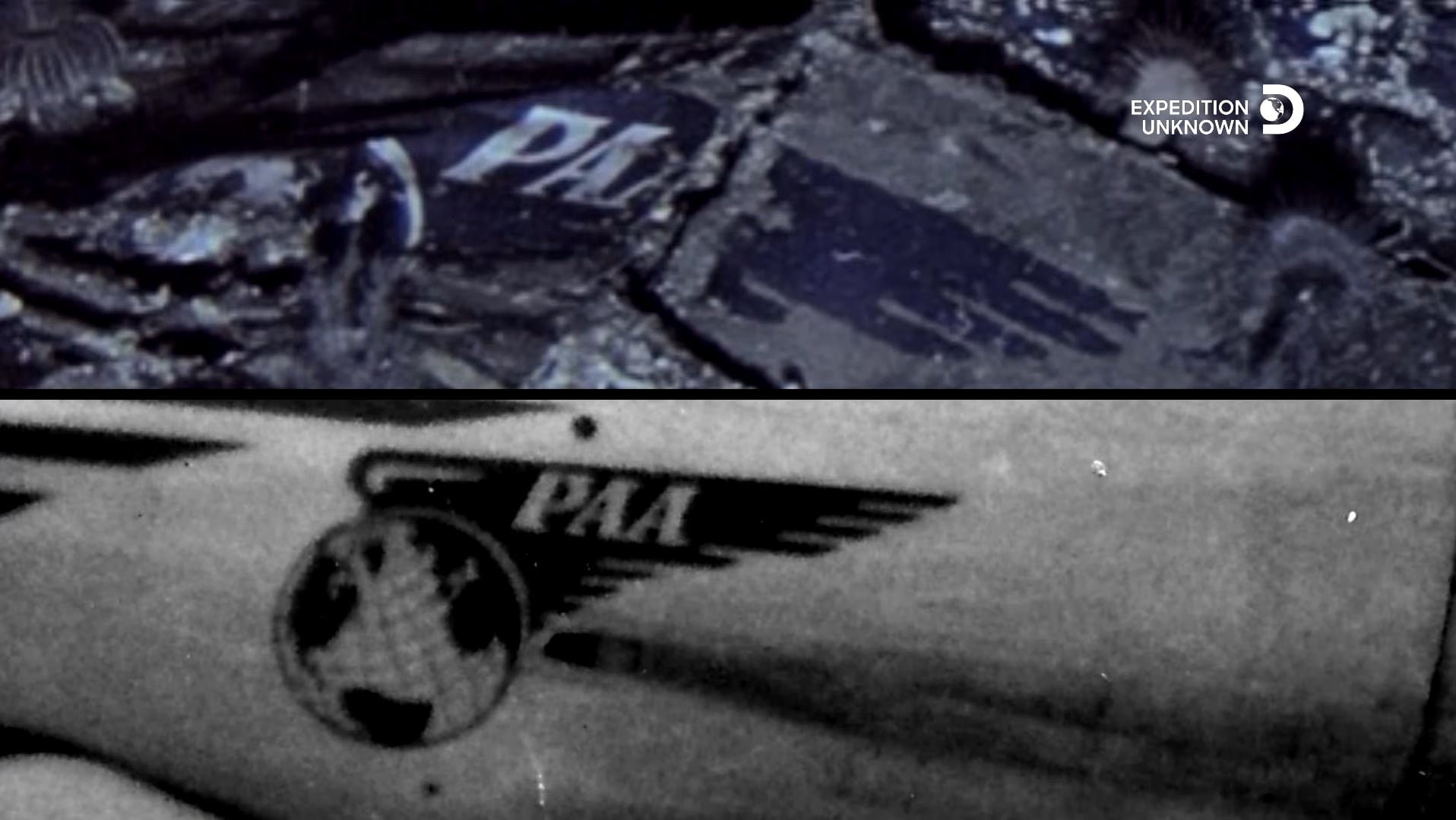 Los investigadores identificaron el logotipo de la aerolínea en los restos del fuselaje (Captura de video: WBD US Nets Press).